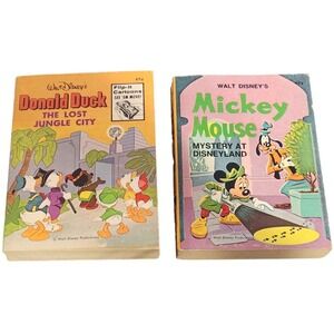 Mickey Mouse Mystery at Disneyland & Donald Duck Lost Jungle City Books 1975